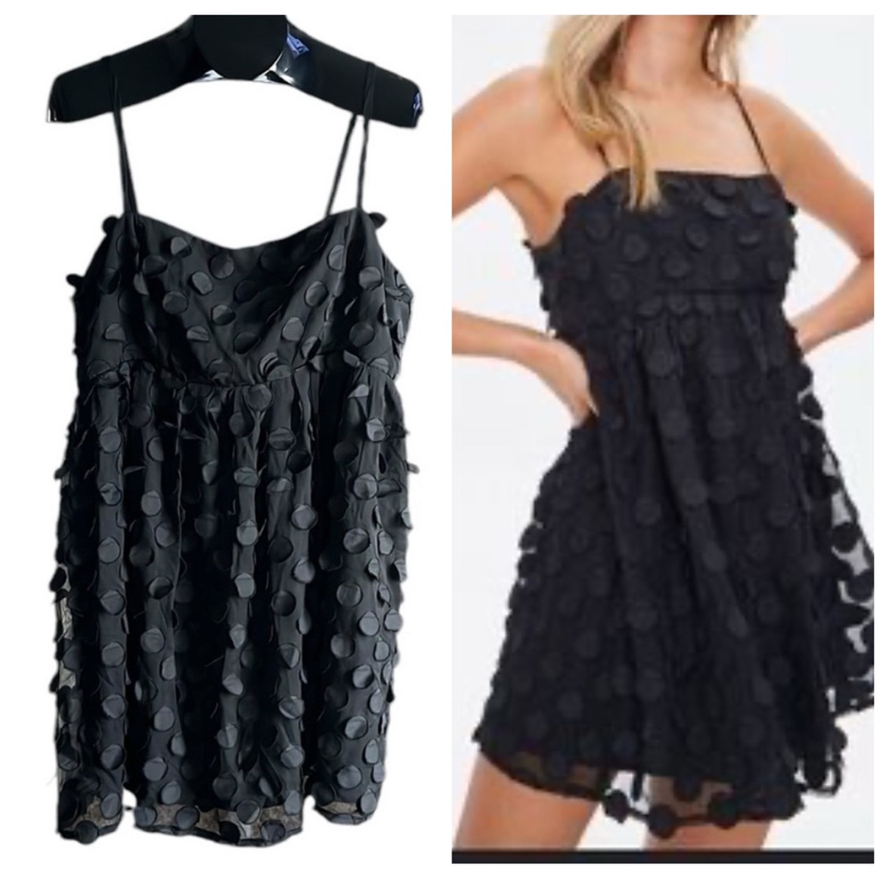 Forever 21 Plus Strappy 3D Dot Cami Dress in Black